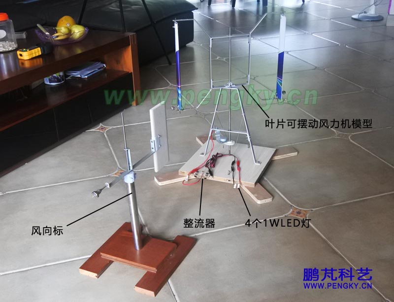 垂直軸風(fēng)力機模型與風(fēng)向標