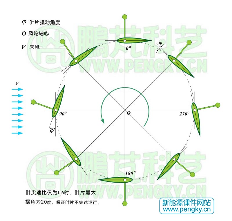 葉片在各個位置的偏擺角度