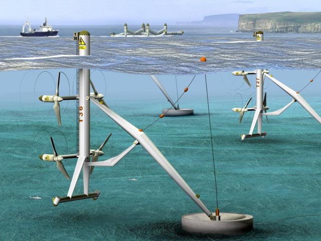 下風(fēng)式安裝的槳葉式潮流發(fā)電機(jī)