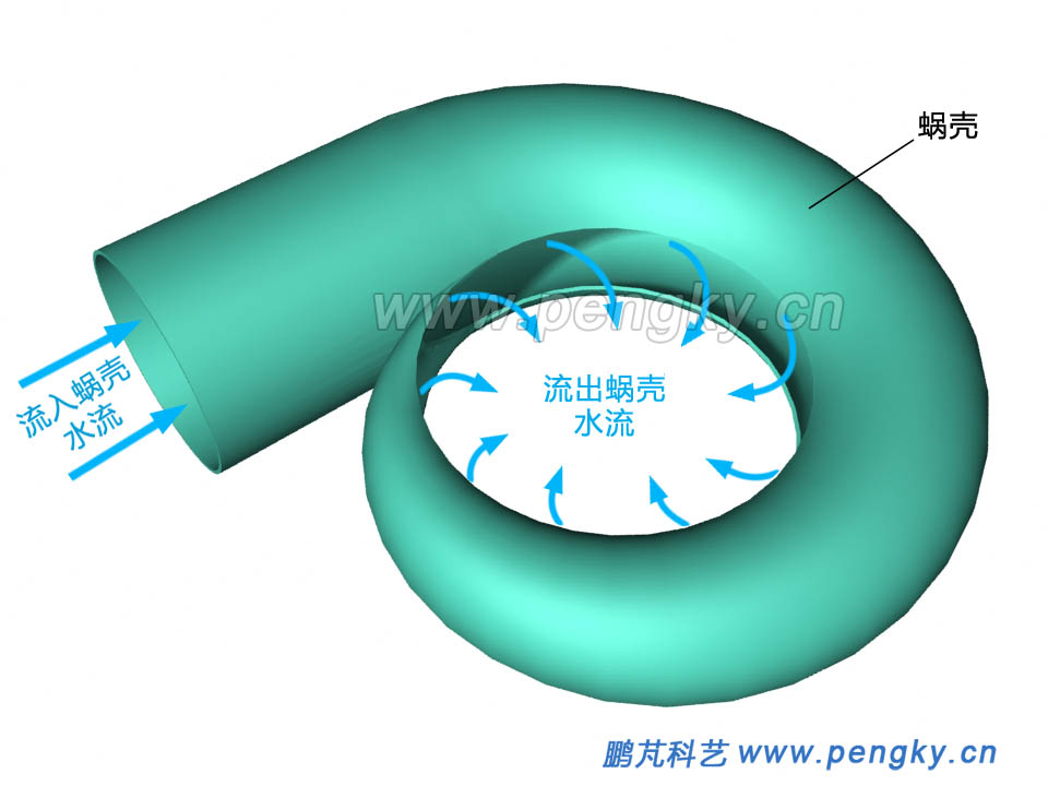 蝸殼的水流向立體圖