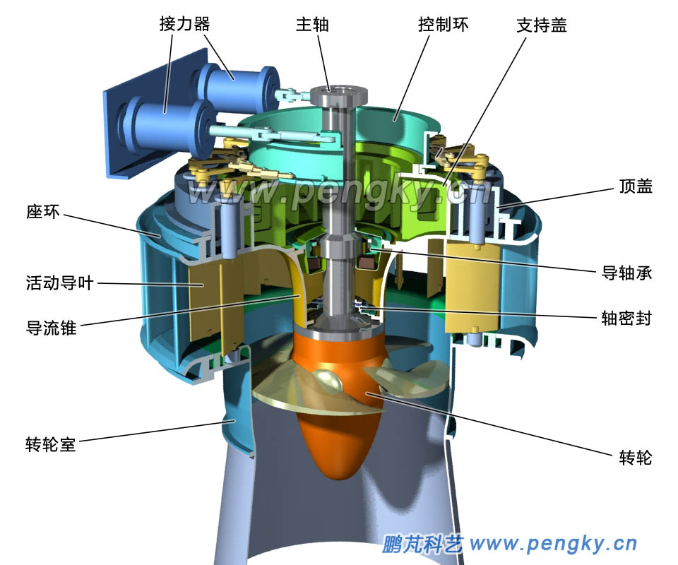 軸流水輪機剖視圖(不含蝸殼)