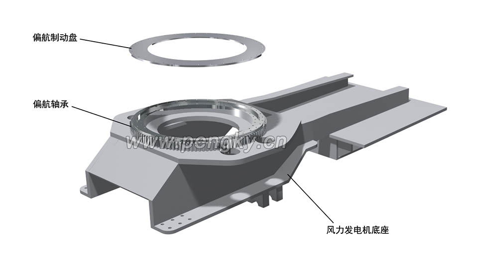 在風(fēng)力發(fā)電機(jī)底座上安裝制動盤 風(fēng)力發(fā)電機(jī)底座與偏航制動盤