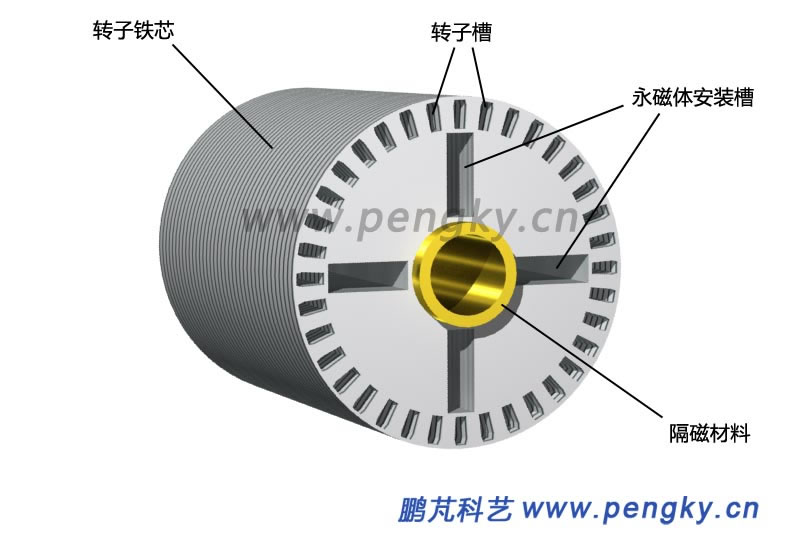永磁同步電動(dòng)機(jī)11 籠型繞組永磁轉(zhuǎn)子鐵芯